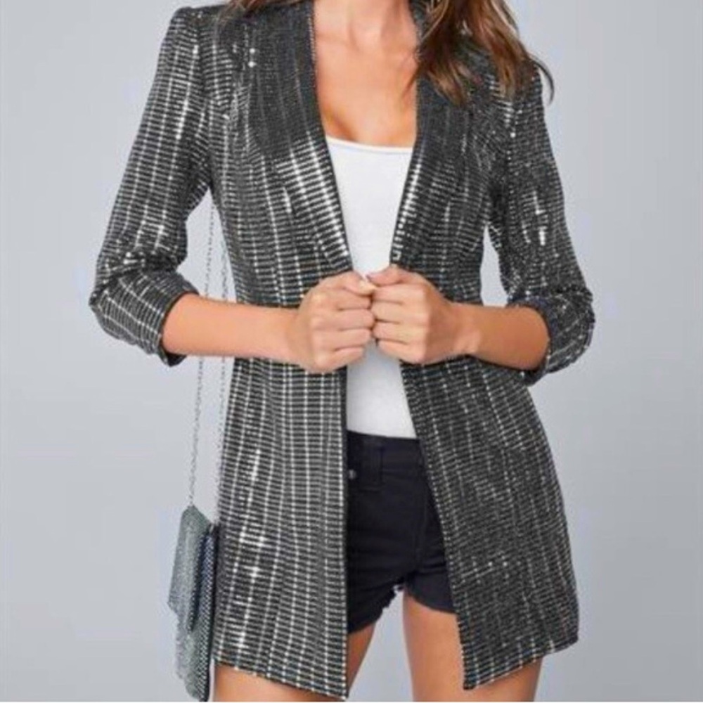 (SOLD on eBay!) NWT Venus Embellished Sequin Silver Bling Blazer Jacket Size 6